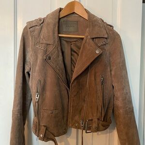 Taupe suede Blank NYC moto jacket
